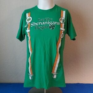 St. Patrick's Day T Shirt Adult M Green Shenanigans Irish Shirt